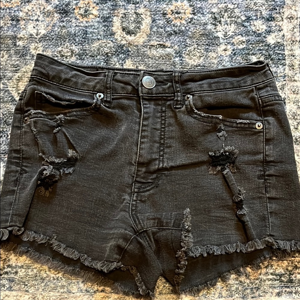 Aeropostale High-rise shorty black cut off jean shorts size 2